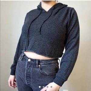 Charcoal Grey Cropped Hoodie